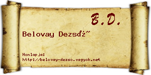 Belovay Dezső névjegykártya